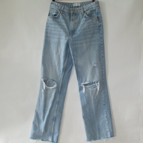ZARA HIGH WAIST STRAIGHT LEG JEANS - Picture 3 of 8